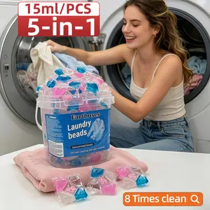 200g, 300g, 600g pack of five in one laundry gel beads, concentrated active ingredient, low foam and easy to float, soft and anti-static laundry fragrance beads, deep cleaning and stain removal function, long-lasting fresh aroma, Perfume Scent