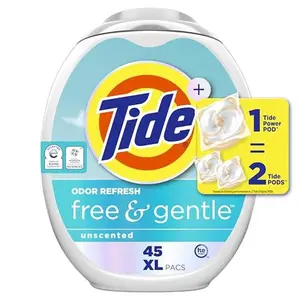 Tide PODS Free and Gentle Odor Refresh Laundry Detergent Packs, 45 Count, Hypoallergenic Laundry Detergent Pods