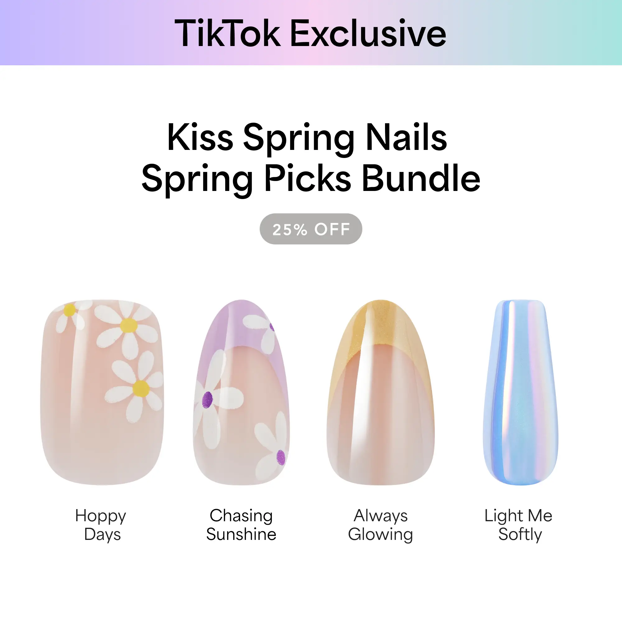 [TikTok Exclusive] KISS Press On Glue Nails Bundle - Spring Picks