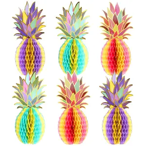 6 Pack Huge Pineapple Centerpieces 12 Inch Tropical Luau Hawaiian Beach Party Table Decorations