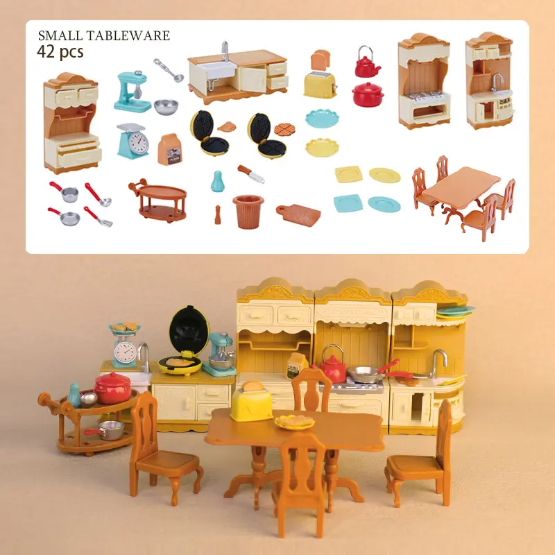 42 Pcs Dollhouse Furniture Set for Toddlers - Miniature Kitchen Toy with 16 Pcs Refrigerator,Tiny Fridge,Washing Machine Accessories - Safe ABS Material,Realistic Designs - Educational Pretend Play Toy for Diorama,House Decoration