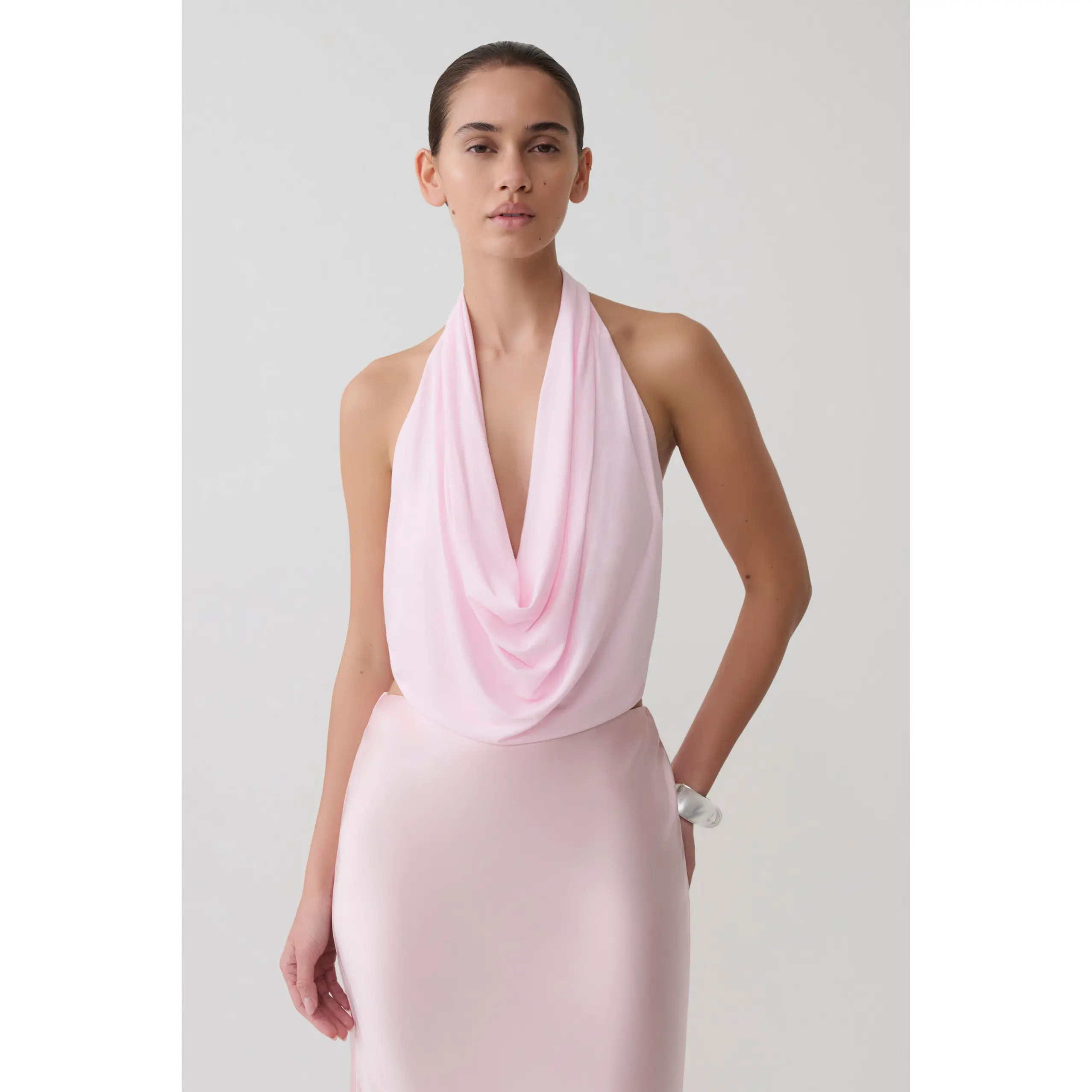 Huyen Cowl Front Modal Top - Ballet Pink