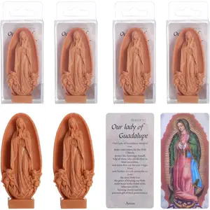 Our Lady of Guadalupe Mini Statues with Prayer Card Virgen De Guadalupe Figurines for  Dashboard Decor Baptism Favors Religious Church Keepsake for Boys Girls Guests Pack of 6