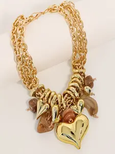 Fashionable Women's Heart-Shaped Geometric Pendant Necklace, Perfect for Daily Wear and Parties, Stylish Jewelry Accessory, Statement Necklace, Trendy Jewelry