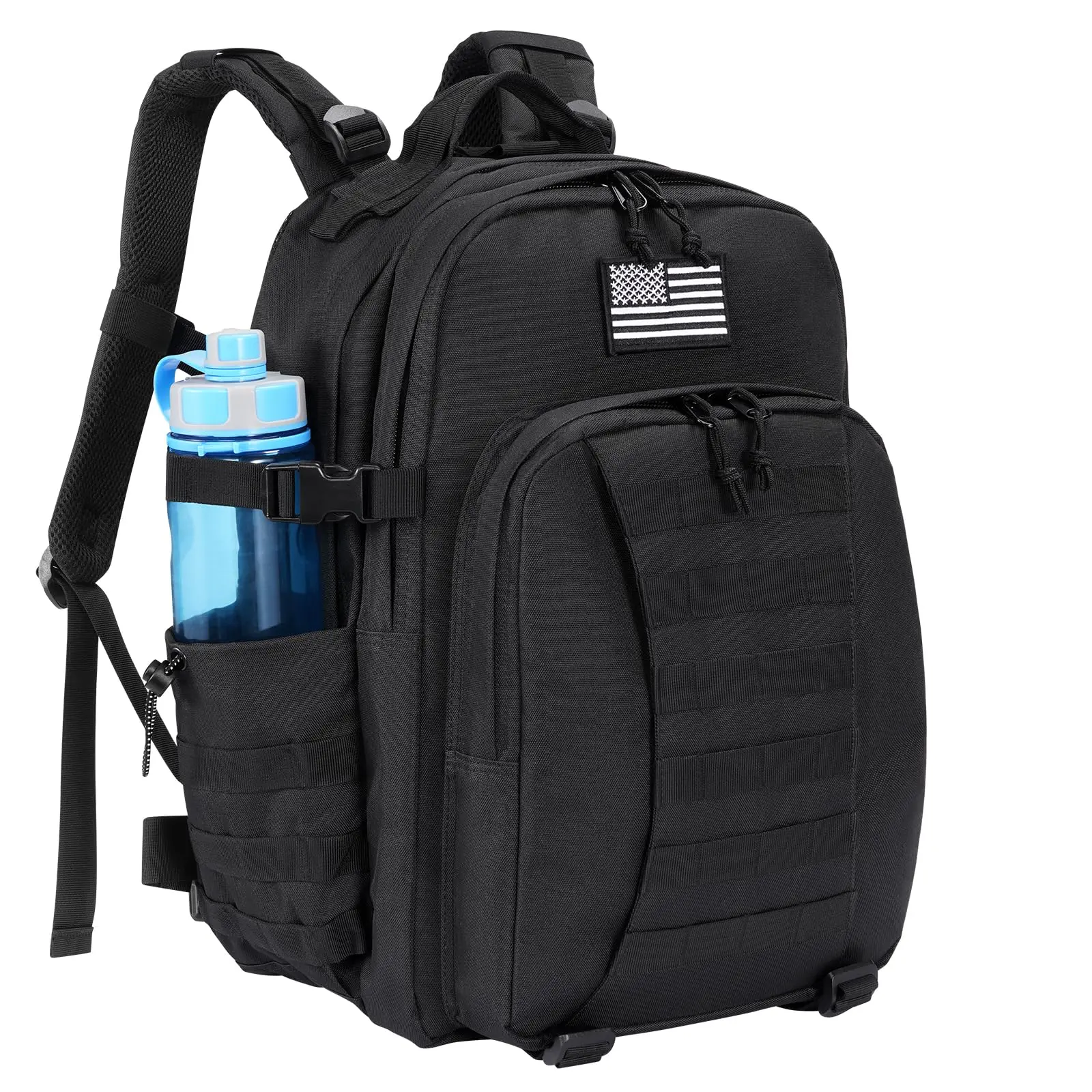 40L Tactical Backpack For Men, 3 Day Assault Pack, Water‑Resistant 900×600D Oxford Rucksack, Bug Out Bag Survival Day Pack For Hiking Camping Travel Hunting, Black