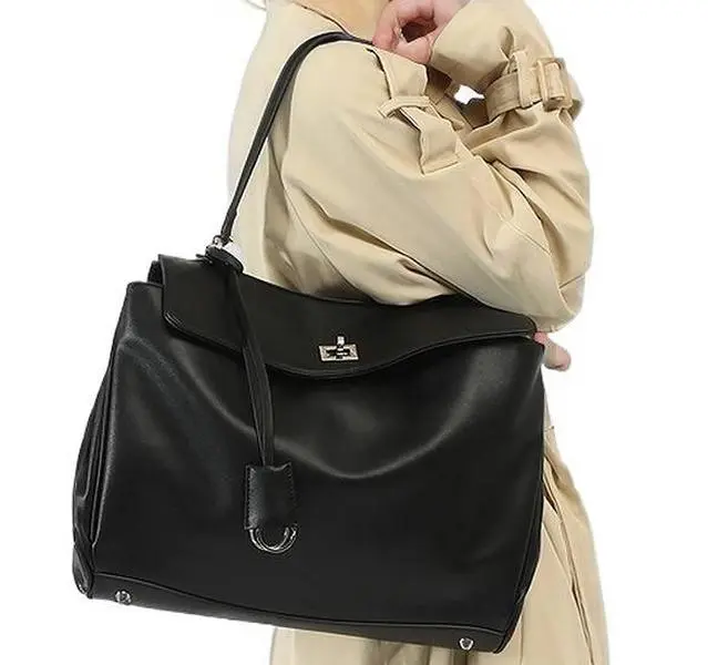 Women's Minimalist Luxury Tote Bag - Smooth Surface, Large Capacity, Stylish Lock Closure, Multi-Pocket Work Bag & Daily Use Underarm/Shoulder Handbag for Office Commute, Daily Use Bags Chic Crossbody Bag Leather Bag