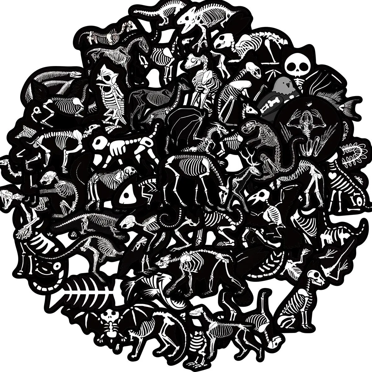 X-ray Animal Skeleton Sticker, 56pcs/set Skeleton Party Decorations & Favors, Scary Horror Sticker for Water Bottle, Ornaments