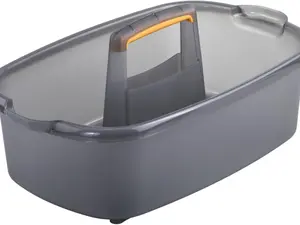 Plastic Multipurpose Cleaning Storage Caddy with Handle, 1.85 Gallon, Gray and Orange