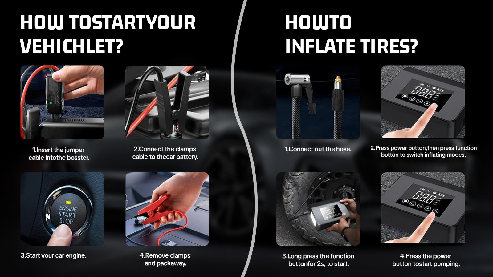 【PASLDA】Winter Emergency Portable Car Jump Starter with Air Compressor, 4000A 150PSI Digital Tire Inflator, 12V Car Battery Jumper, 15000mAh Type-C Quick Charge Power Bank with LED Light, Outdoor Emergency Power Supply, Automotive Universal 【PASLDA】Winter Emergency Portable Car Jump Starter with Air Compressor, 4000A 150PSI Digital Tire Inflator, 12V Car Battery Jumper, 15000mAh Type-C Quick Charge Power Bank with LED Light, Outdoor Emergency Power Supply, Automotive Universal