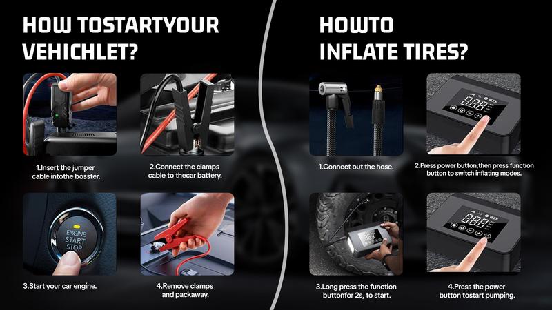 【PASLDA】Portable Car Jump Starter with Air Compressor, Capapro 150PSI 4000A Fast Battery Jump Starter Charger with Digital Tire Inflator, Pack with Type-C Quick Charge powerbank batteryjumper  Automotive Vehicle