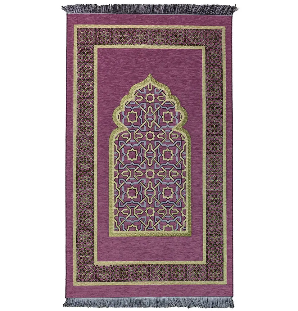 Chenille Embroidered Islamic Prayer Mat Dynasty - Pink