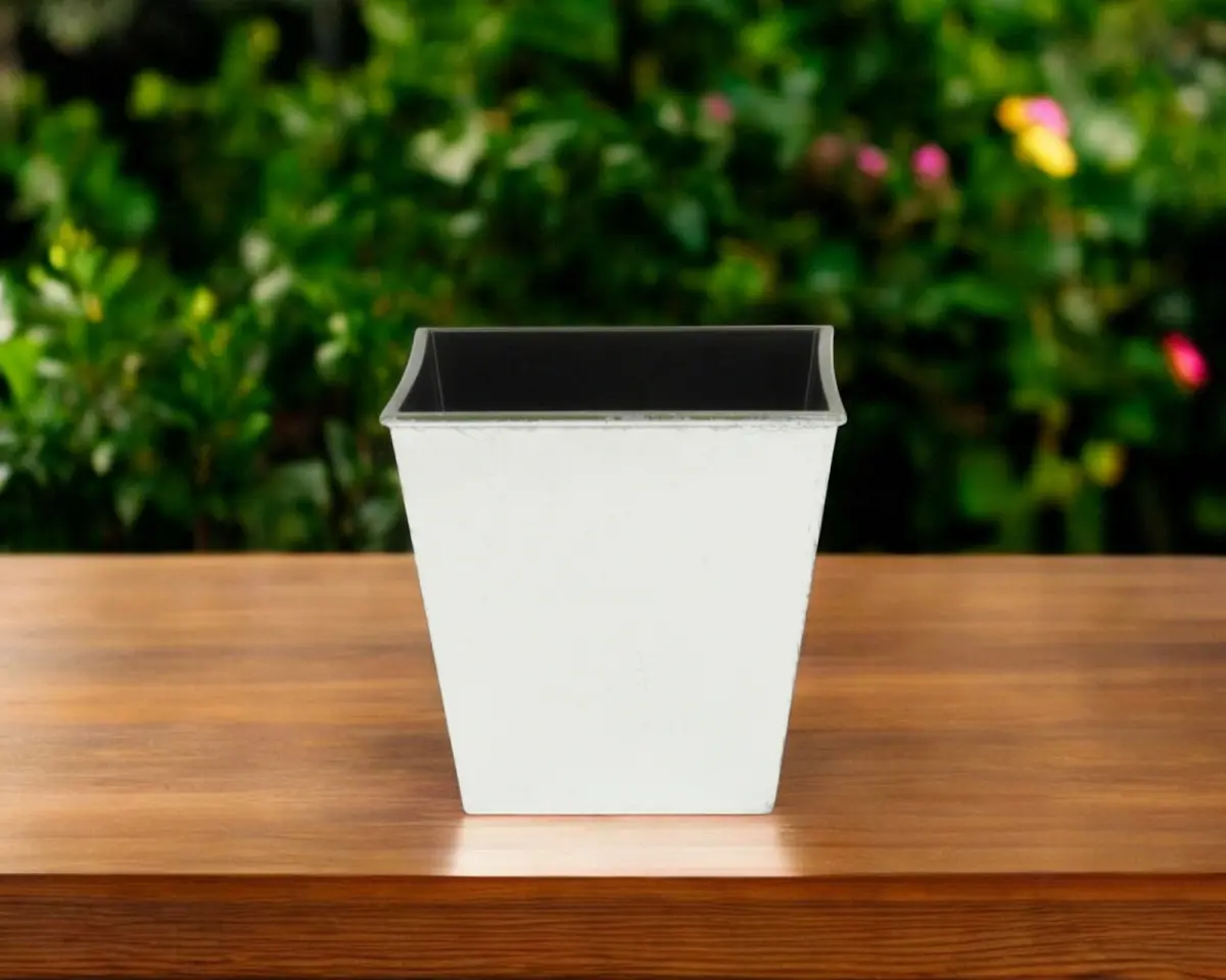 5 in. Silver Recycled Plastic Square Base Stand Flower Pot Planter with 360 Stand, Dual-Use Indoor & Outdoor, Weatherproof Contemporary Home Decor, Base Stand Flower Pots