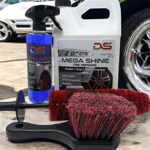DS Detailer Stop Mega Shine Wheel & Tire Bundle - Non-Acid Cleaner, Water-Based Dressing, Brush Set for Rubber Vinyl Plastic
