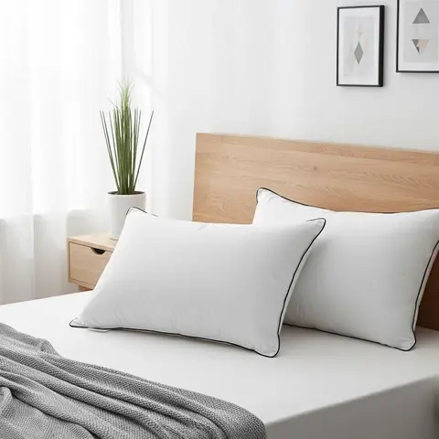 Allergy Relief Standard Pillows Set of 2 - Ultra-Supportive, Cooling, Breathable, Ergonomic Down Alternative Pillows for Side & Back Sleepers, Premium Polyester Fiber Fill, Hotel Collection Luxury Bedding, Anti-Dust Mite, Ideal for Shared or Spare Use, Se