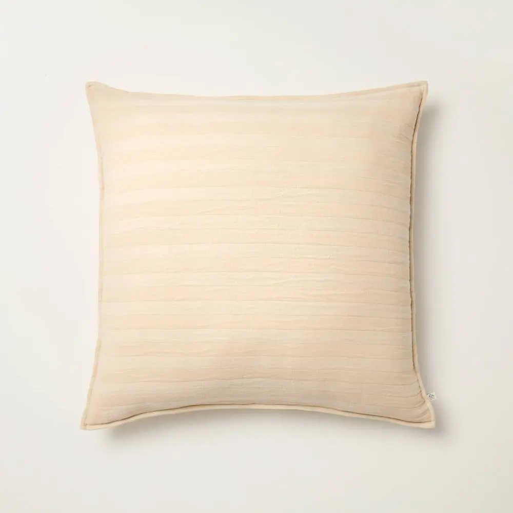 Tonal Stripe Euro Throw Pillow Tan - Hearth & Hand with Magnolia