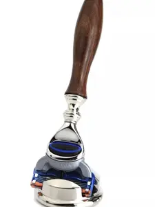 Men Shaving Razor Wood Handle 5 Edge Fusion Cartridge Razor & Stand Holiday Gift
