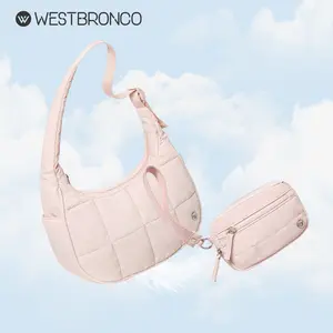 【Valentine's Day Gift】WESTBRONCO puffy purse 2-in-1 Combo: viral Puffer Crescent fashion Shoulder Bag & Wristlet Wallet for Women - 2026 spring trendy purse gift for her