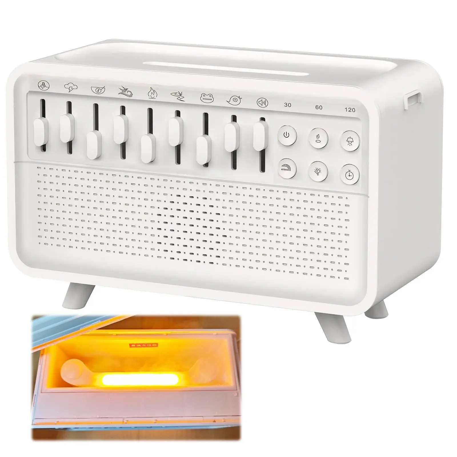 Smart Aroma Diffuser Bluetooth Speaker White Noise Sleep Aid Humidifier with Timer 8 Nature Sounds LED Night Light for Bedroom