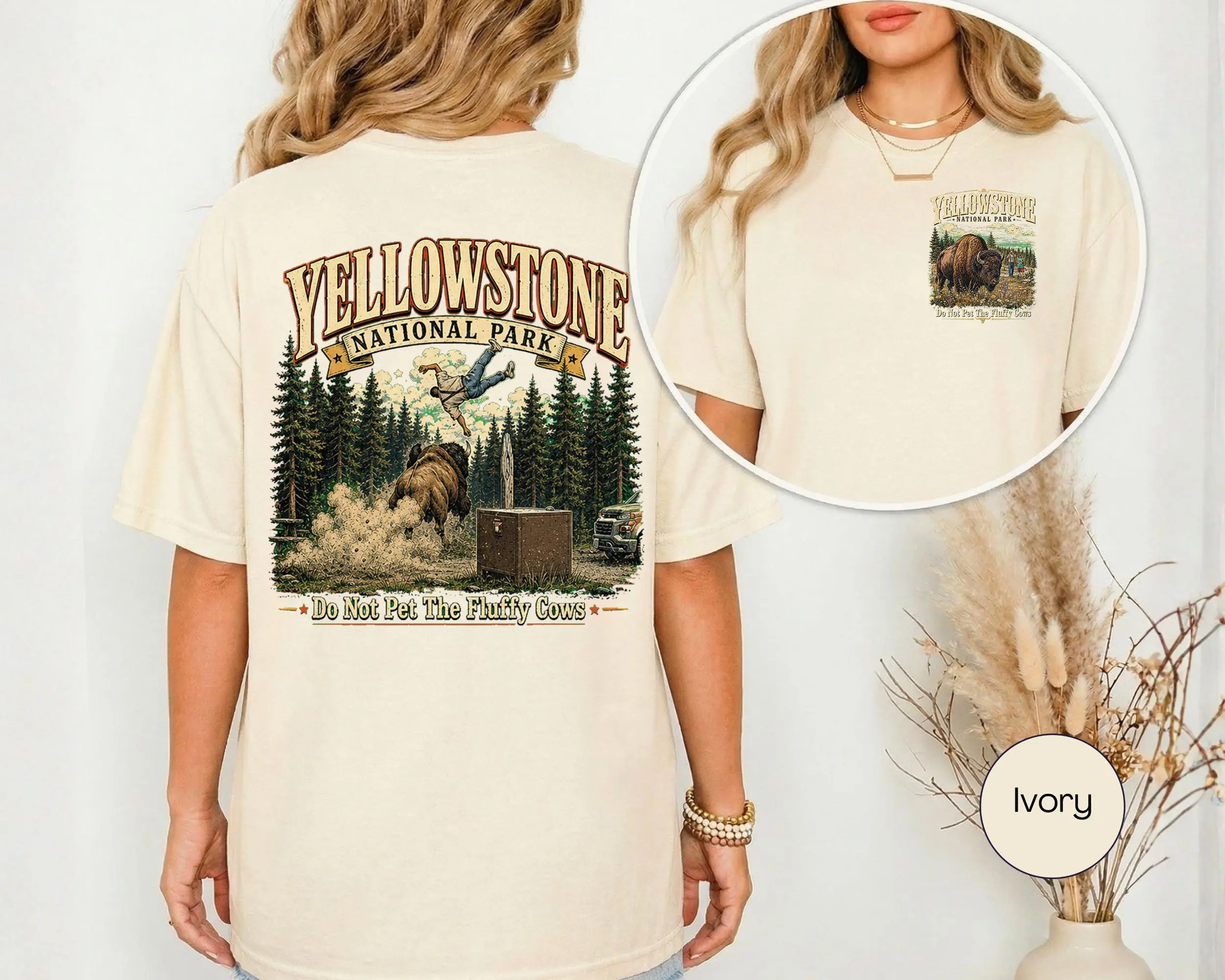 Do Not Pet The Fluffy Cows Shirt | Yellowstone National Park Bison Tee | Funny Wildlife Graphic T-Shirt