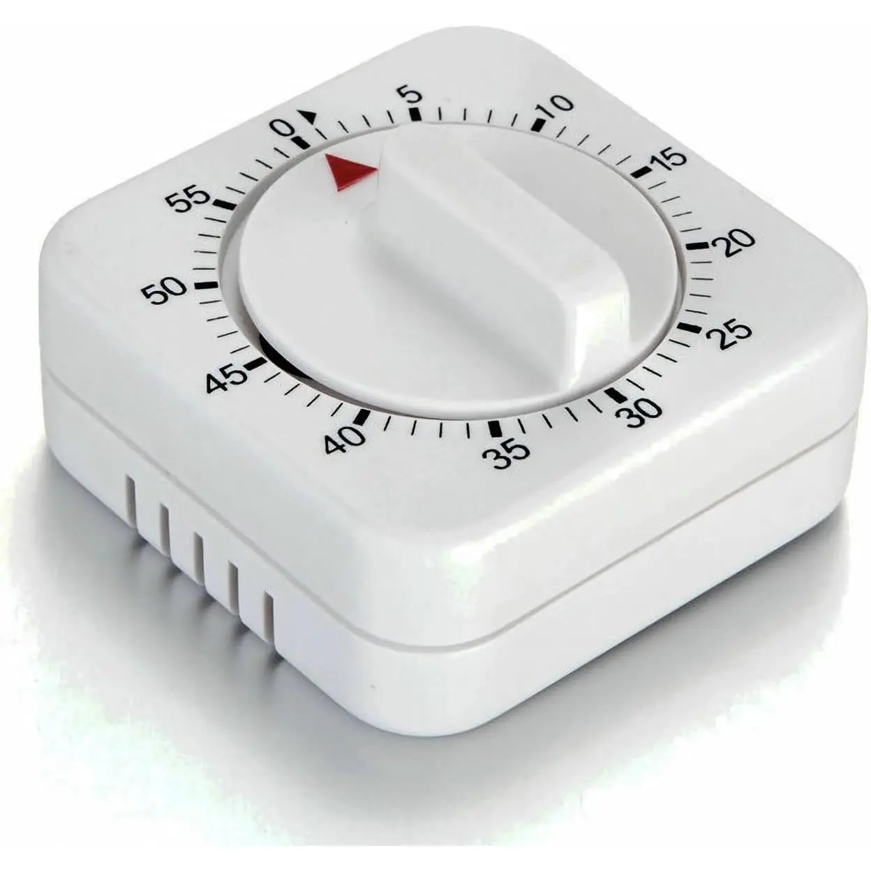 Square 60 Minute Mechanical Kitchen Timer - Visual Kitchen Cooking Timer Clock with Loud Alarm - No Batteries Required-Manual Countdown Timer for Classroom, Home, Study and Cooking (White)