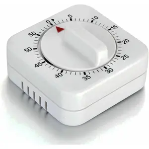 Square 60 Minute Mechanical Kitchen Timer - Visual Kitchen Cooking Timer Clock with Loud Alarm - No Batteries Required-Manual Countdown Timer for Classroom, Home, Study and Cooking (White) Metal Oven Set Utensils Holes
