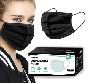 100PCS 3 Ply Black Disposable Face Mask Filter Protection Face Masks