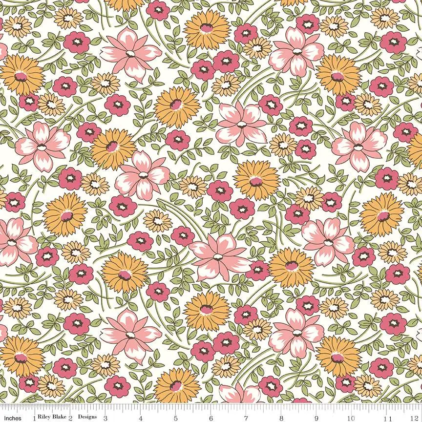 Fabric Riley Blake Pink Prairie Flower 108" Wide Back by the Quarter Yard WB12324-PINK