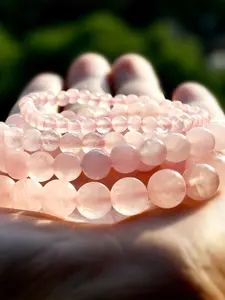 Pink Crystal Beaded Bracelet, Natural Crystal Beaded Bracelet for Women & Men, Fashion Jewelry for Party, Daily Clothing Decor, Trendy All-match & Exquisite Jewelry for Birthday Gift