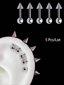 5 Pcs/Lot Punk style Stainless steel Spike Earring Helix piercing Tragus Forward Helix Evil Ear Piercing
