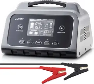 VEVOR Smart Battery Charger, 20A, 6V 12V 24V Lithium LiFePO4 Lead-Acid (Gel/AGM) Car Battery Charger, with LCD Display, Trickle Charging Maintainer Desulfator, for Car, Boat, Motorcycle, Lawn Mowers
