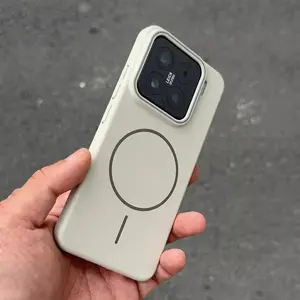 Luxury Magnetic Hard Case for Xiaomi 13 14 14T 15 Ultra Redmi K80pro Red Can Be Used with Magsafe Wireless Charging Shockproof and Drop-resistant Light Gray Casing