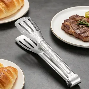 Non-Slip Silicone Handle Kitchen Clip, 304 Stainless Steel Food Clamp, Heat-Resistant Hollow Spoon for Air Fryer, BBQ, Cooking, Camping