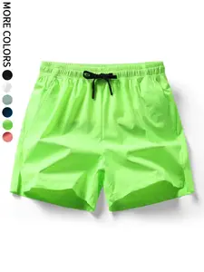 Men's Solid Color Elastic Waist Shorts, Regular Fit Casual Comfy Breathable Shorts for Daily Wear, Men's Bottoms for All Seasons, Activewear