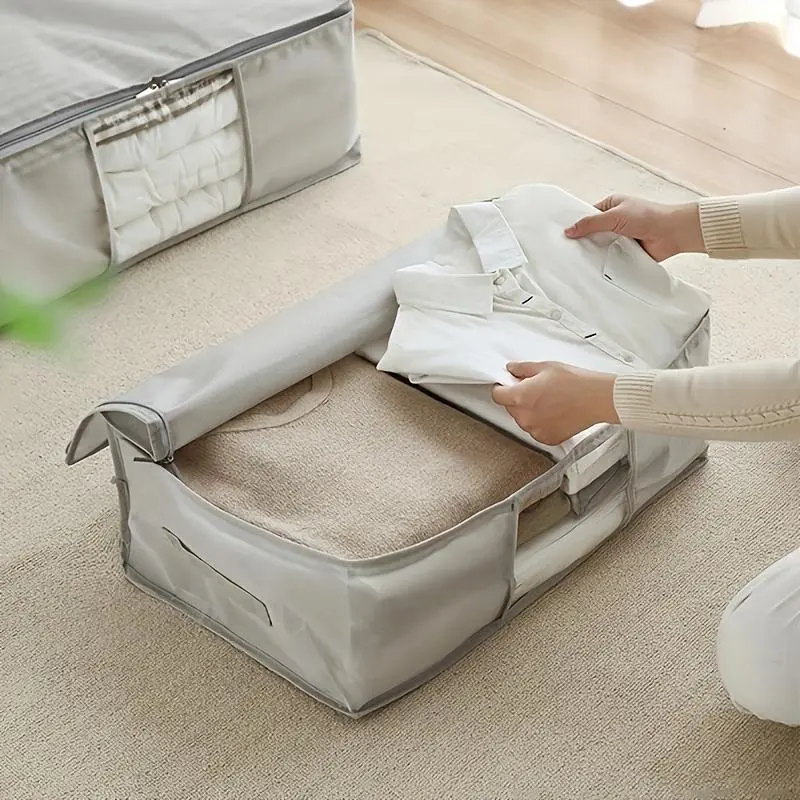 1 Large Capacity Clothing Storage Bag, Moving Packing Organizer for Clothes and Quilts, Comforter Storage Box, Under-Bed Storage