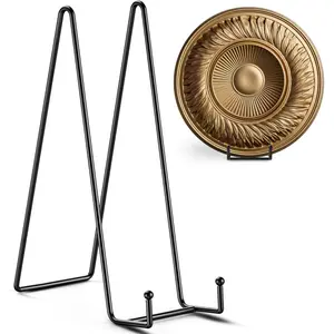 12 Inch Plate Stands for Large Heavy Duty Display - Metal Picture Frame Holder Stand + Table Top Easels for Decorative Platter, Book, Plaque, Photo (2 Pack)