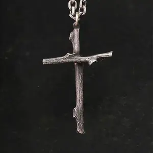 925 Sterling Silver Male Cross Pendant Chain Branch Design Necklace for Men Women Fashion Fine Jewelry Chain Gift
