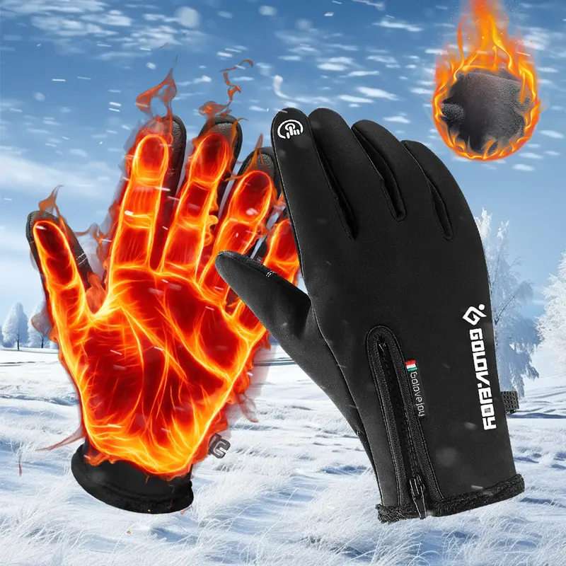 Thermal Outdoor Winter Gloves, Touchscreen and Windproof Full-Finger Gloves for Sports, Travel, and Daily Activities Mittens Men Women