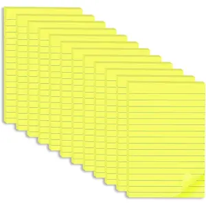 (12 Pack) Lined Sticky Notes 4x6 in,Bright Yellow Large Notepads with Lines,Ruled Stickies Super Sticking Power,Office School Memo Note Pads,  Windows Doors,Recyclable,Easy to Write