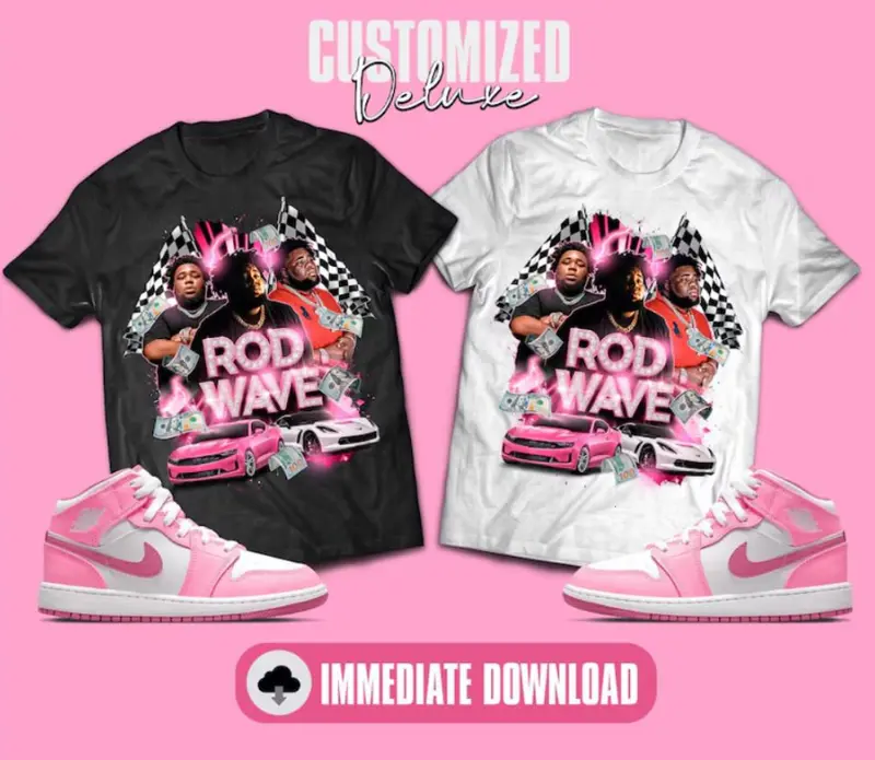 Pink & Blue Digital Graphic Tee Rod Wave Vintage Bootleg Merch