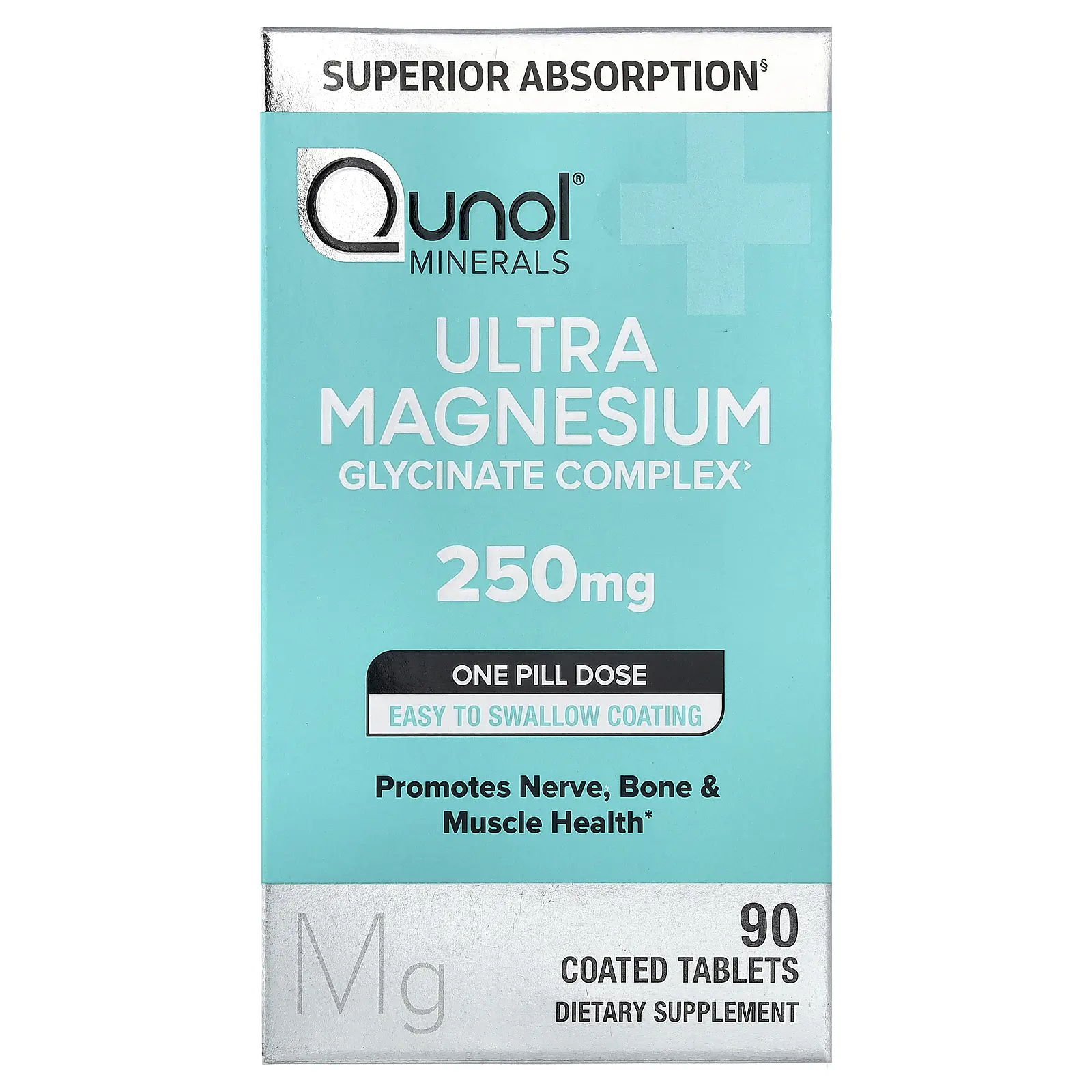Qunol Ultra Magnesium Glycinate Complex, 250 mg, 90 Coated Tablets