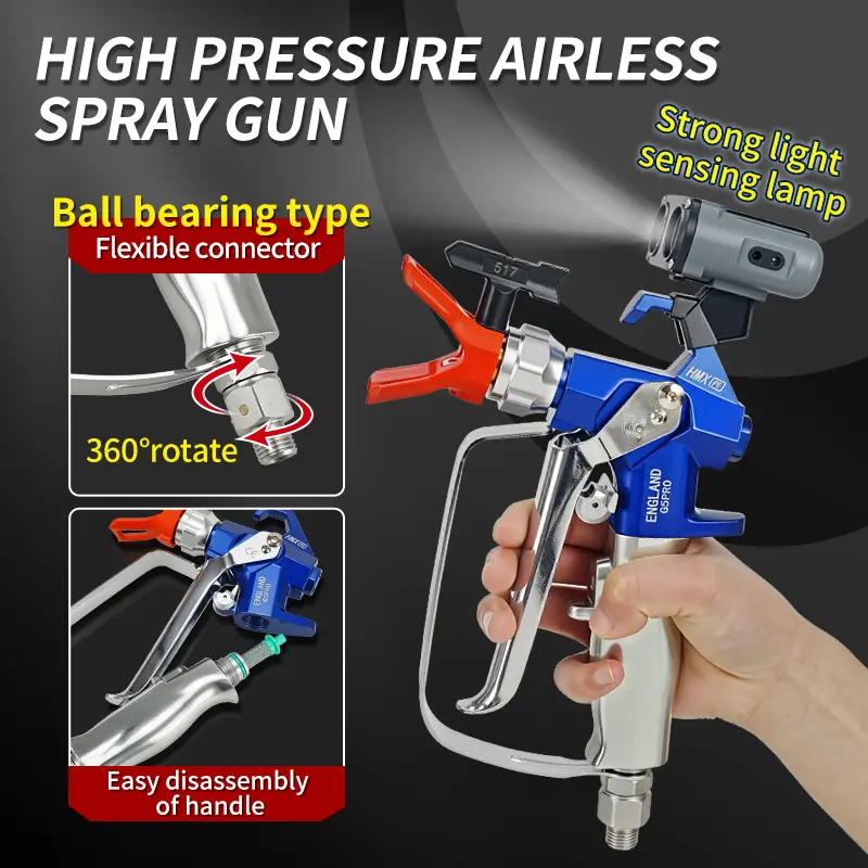 ZHUITU 3600Psi Airless Handheld Paint Sprayer Gun - 4-Finger Trigger, 24.8MP High-Pressure Tool, 517 Tip Guard, Flexible Connector for Professional, DIY House Painting Projects