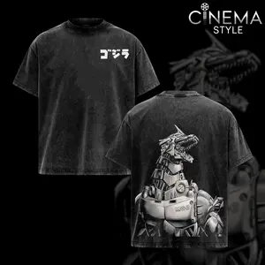 MFS-3 Kiryu Mechagodzilla Acid-Washed Cotton T-Shirt, Vintage Graphic Tee for Fans of the Series Godzilla, Top Streetwear Cotton Design for Men and Women, Unisex T-Shirt Hot Suits