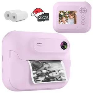 Instant Print Camera, Rechargeable Dual Cameras, Front & Rear Lenses, 1080P Video Recording, Selfie Paper Roll Included
