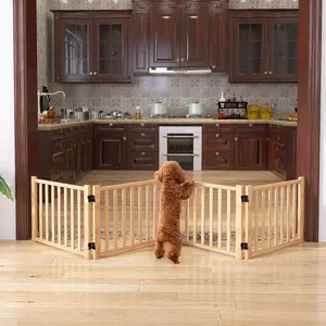 YOCAN Wood Free Standing Pet Gate for Dogs,Wooden Dog Gates for Doorways, Stairs,The House, Dog Fences Indoor Puppy Gate