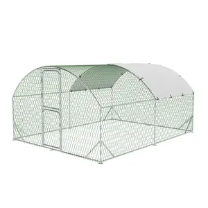 Large Metal Walk-In Chicken Coop with Run, Secure Outdoor Poultry Cage for 10-20 Hens, Reinforced Frame with Double Lockable Doors, Waterproof & UV-Resistant Cover, Spacious Backyard Hen House for Ducks & Rabbits, 9.8'W x 19.7'L x 6.6'H