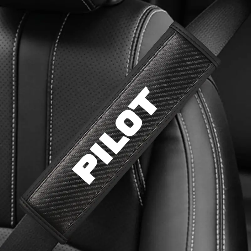 Honda Pilot Seat Belt Shoulder Cover, PU Leather & Carbon Fiber Stripes, Enhances Driving Comfort, Available in 1pc/2pcs, Car Interior Accessory, Car Accessories