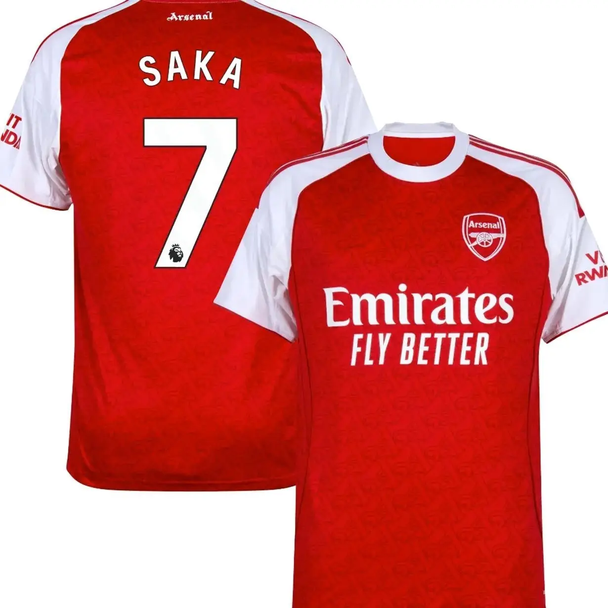 Unisex Soccer Arsenal Team Saka 7 Champions League 2025/26 - 2026/27 Home Stadium Jersey - Red 38