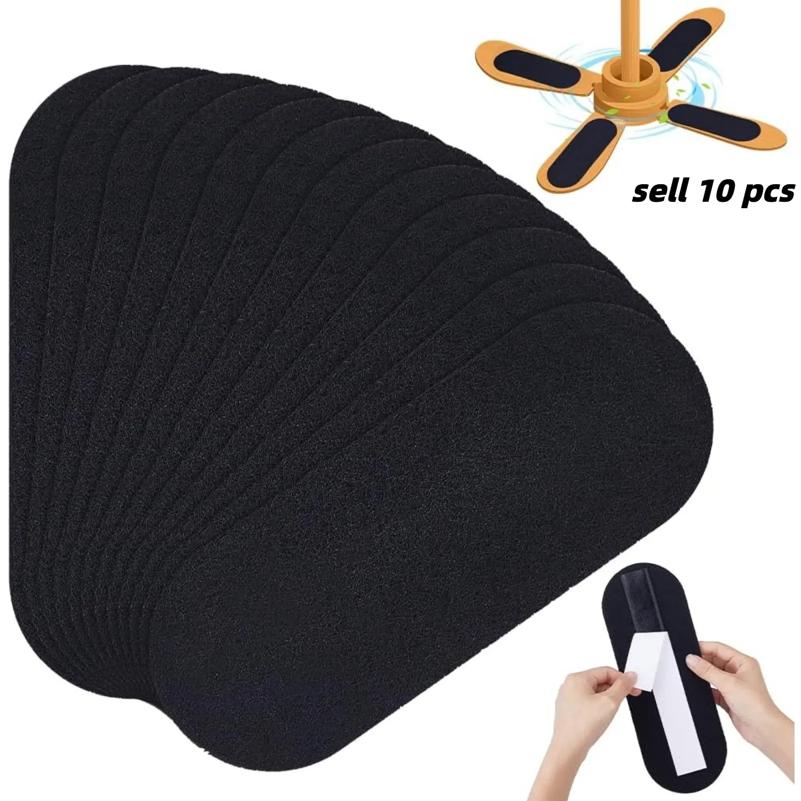 Ceiling Fan Filters for Blades,  10 pcs Ceiling Fan Air Purifier Pads, Black Fan Air Purifier Pads Ceiling Fan Blade Filters for Home Office Common Household Contaminants Air Quality