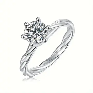 1ct Synthetic Moissanite Ring Engagement / Wedding Ring High Quality Jewelry Anniversary Birhtday Daily Gift With Certificate And Gift Box