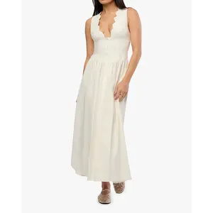 Button Front Scallop Dress